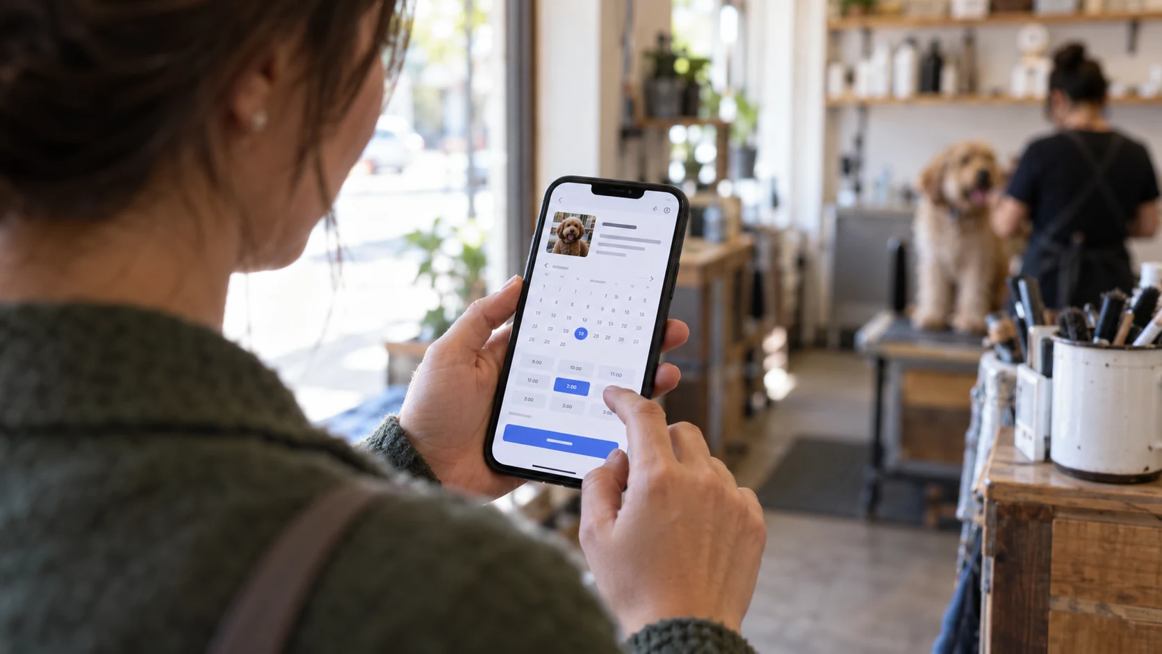 Customer booking a local service appointment on a smartphone