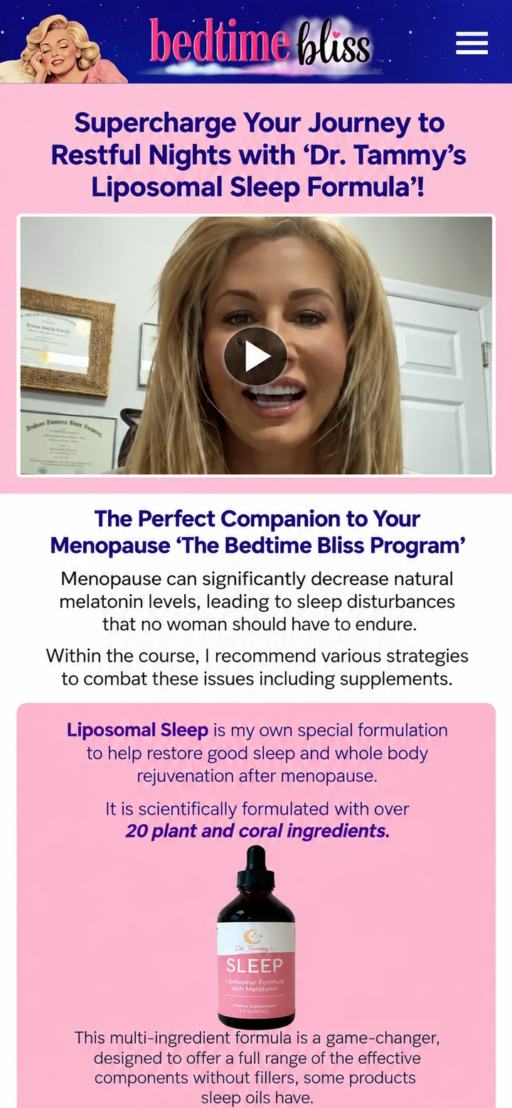 Bedtime Bliss / Dr. Tammy single-column mobile layout visualisation based on the original project