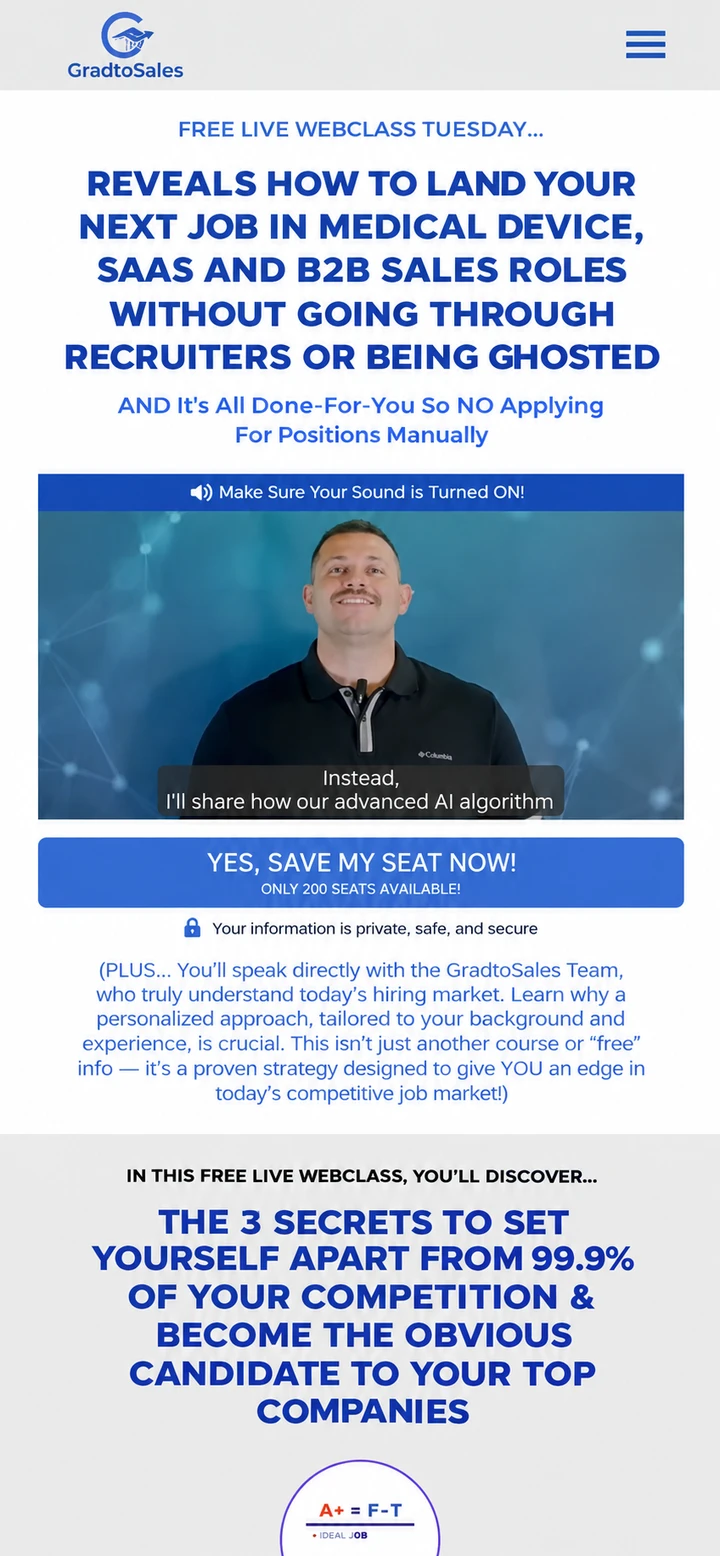 GradtoSales single-column mobile layout visualisation based on the original project