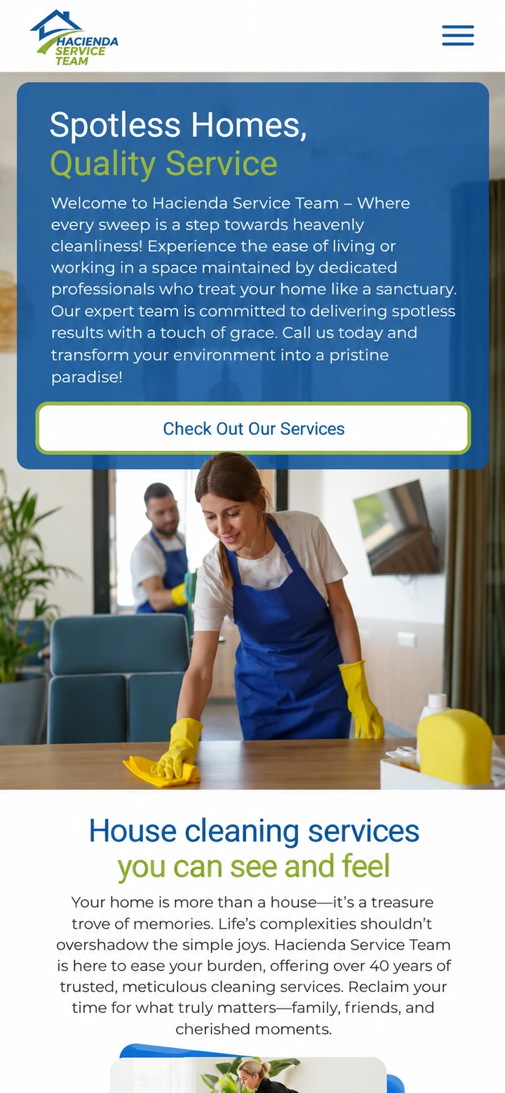 Hacienda Service Team single-column mobile layout visualisation based on the original project