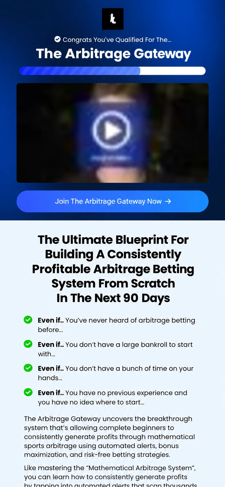 The Arbitrage Gateway single-column mobile layout visualisation based on the original project