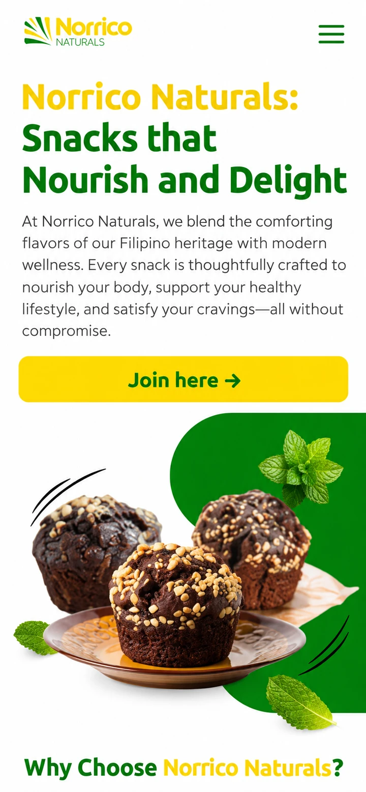 Norrico Naturals single-column mobile layout visualisation based on the original project