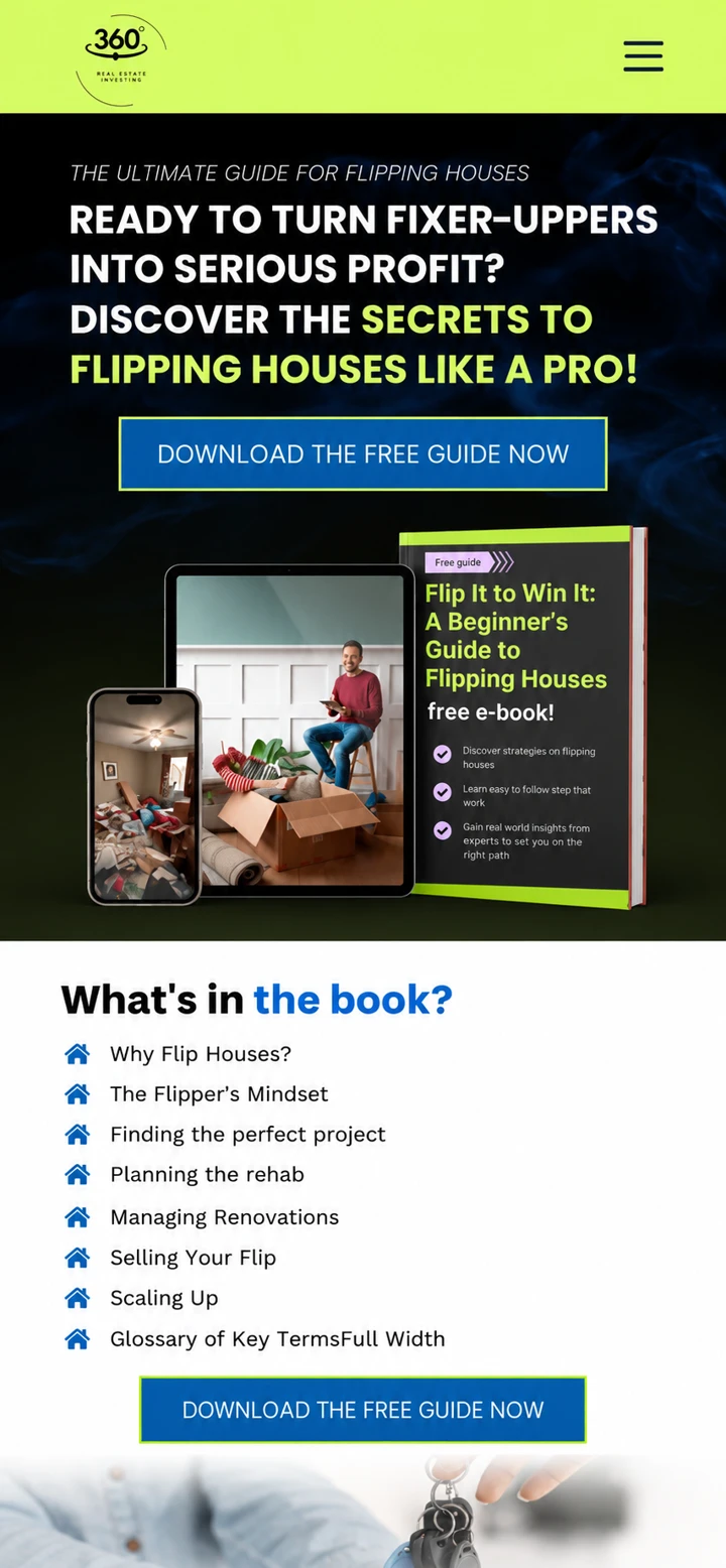 360 Real Estate Investing single-column mobile layout visualisation based on the original project