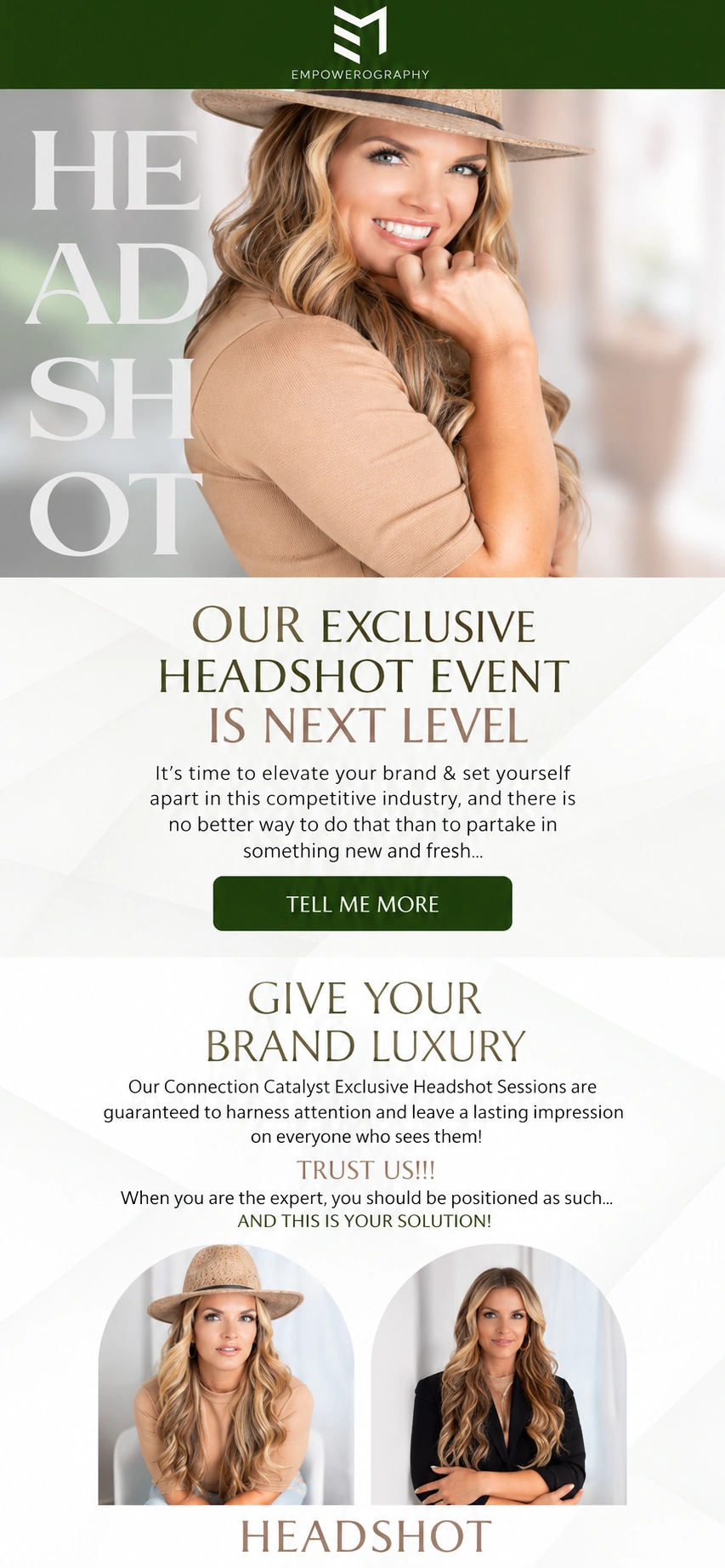 Empowering Headshots exclusive headshot event mobile layout visualisation