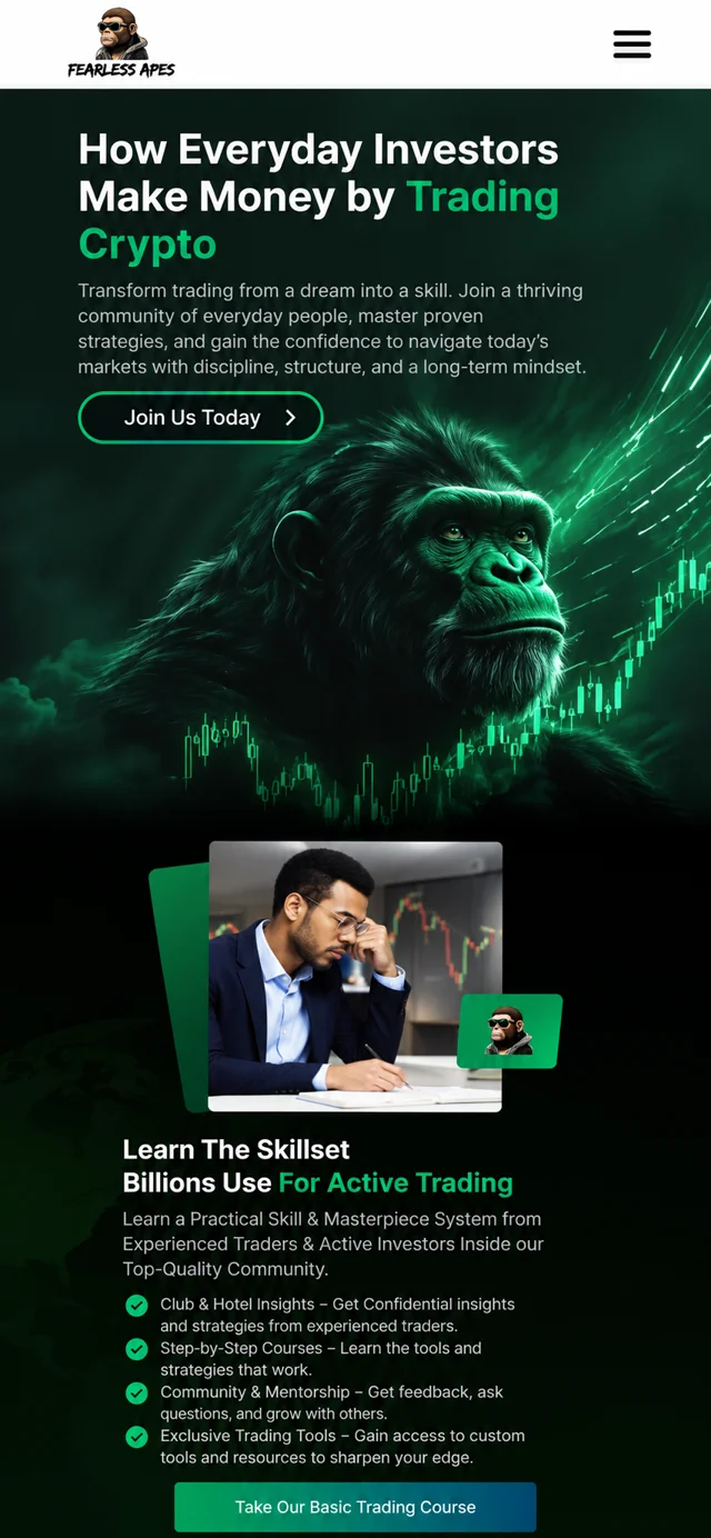Fearless Apes single-column mobile layout visualisation based on the original project