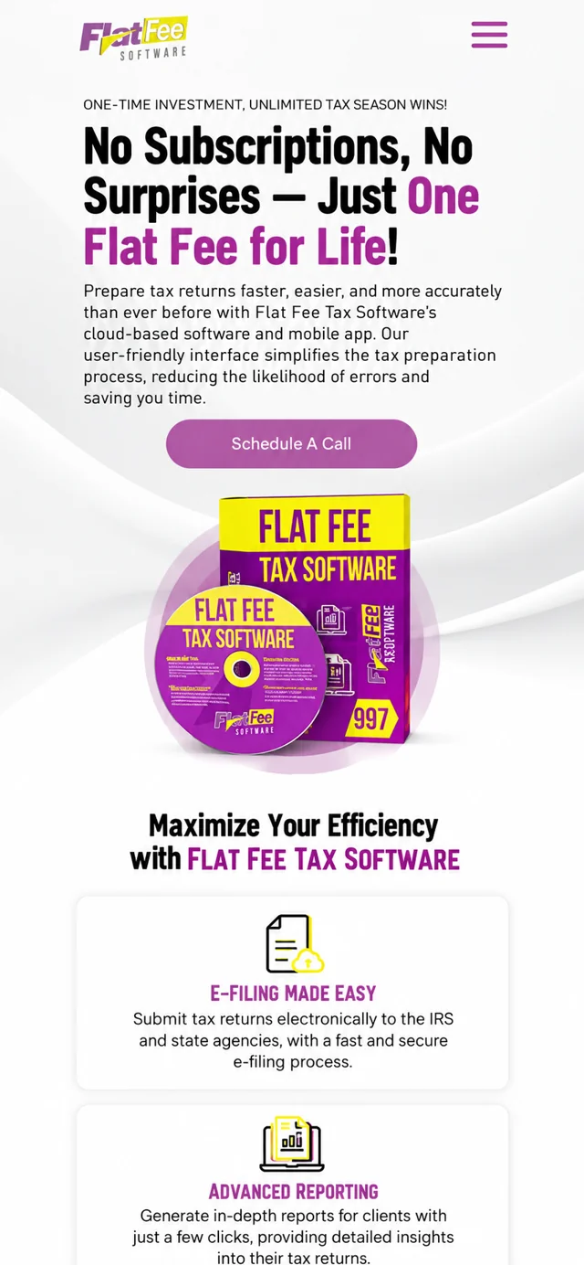 Flat Fee Tax single-column mobile layout visualisation based on the original project