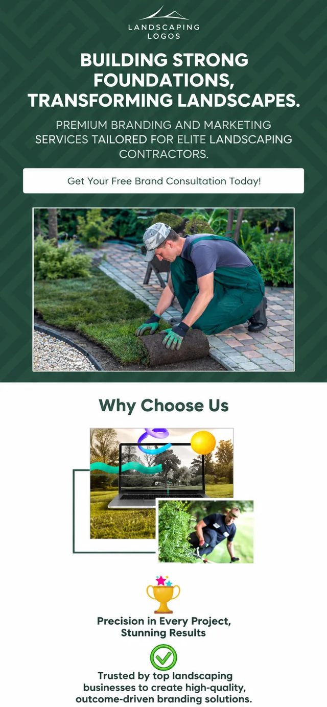Landscaping Logos single-column mobile layout visualisation based on the original project