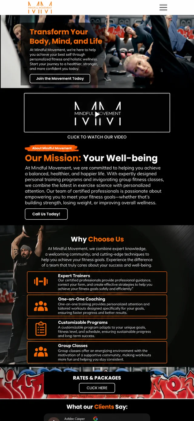 Mindful Movement single-column mobile layout visualisation based on the original project