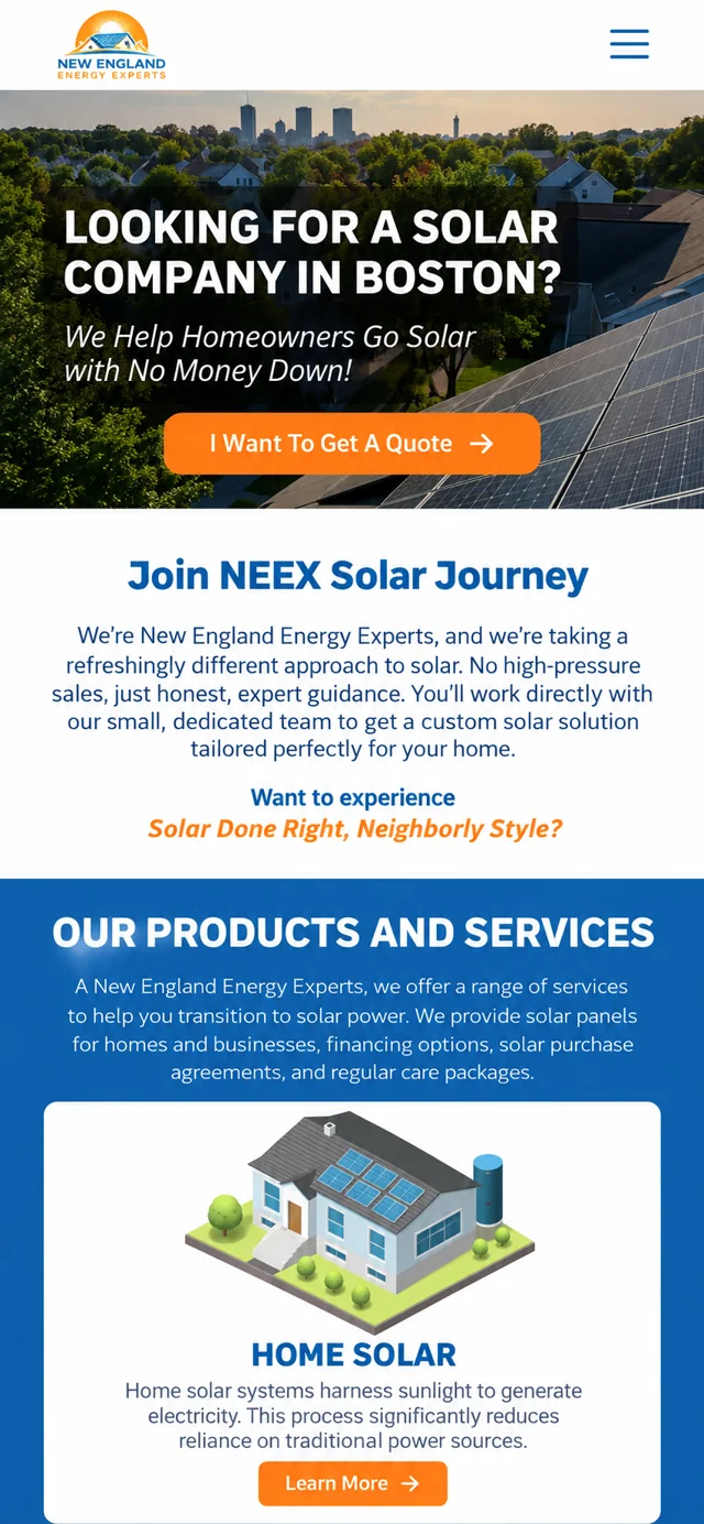 New England Energy Experts single-column mobile layout visualisation based on the original project