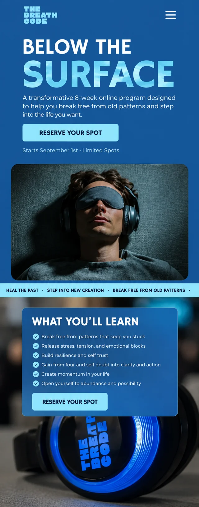 The Breath Code single-column mobile layout visualisation based on the original project