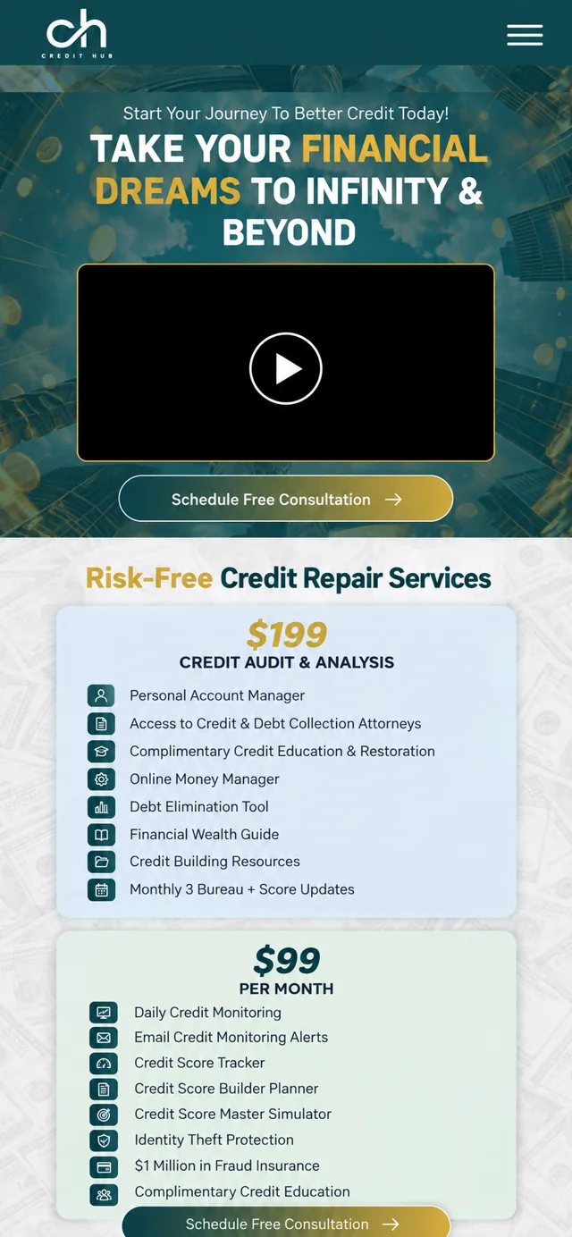 Credit & Beyond single-column mobile layout visualisation based on the original project