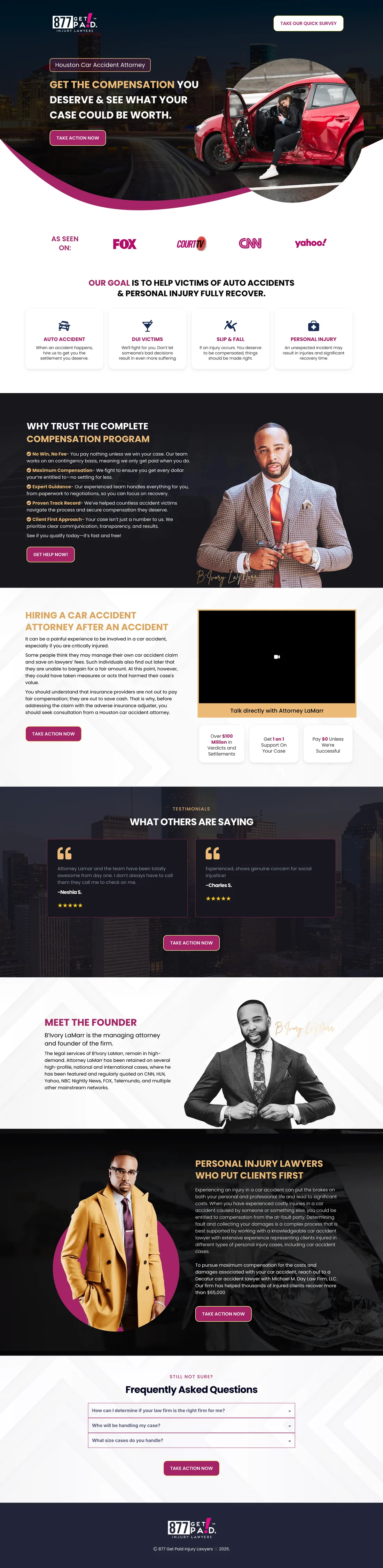 877 Get Paid car accident lawyer Survey Funnel original personal injury survey and inquiry funnel screenshot