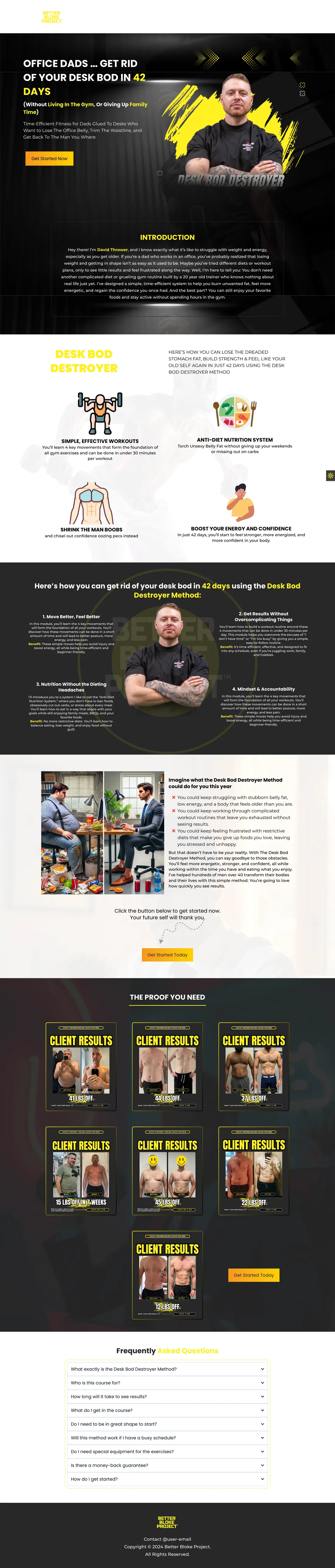Better Bloke Project Funnel original fitness coaching sales funnel screenshot