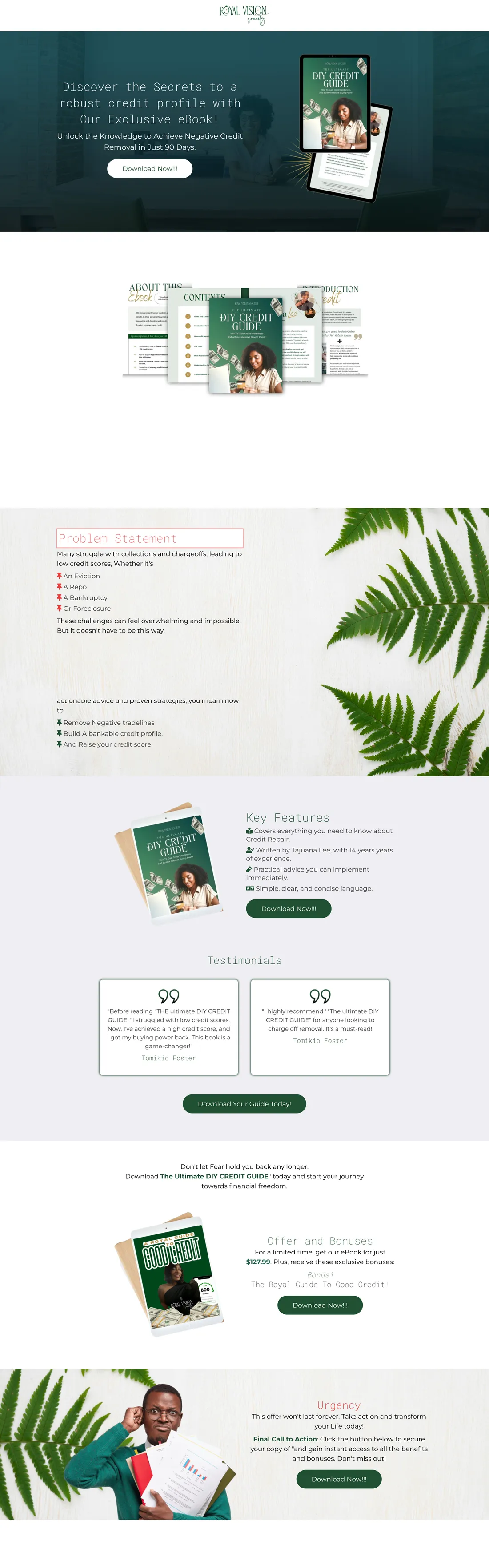 Original Ebook Funnel - Royal Vision Society full-page screenshot