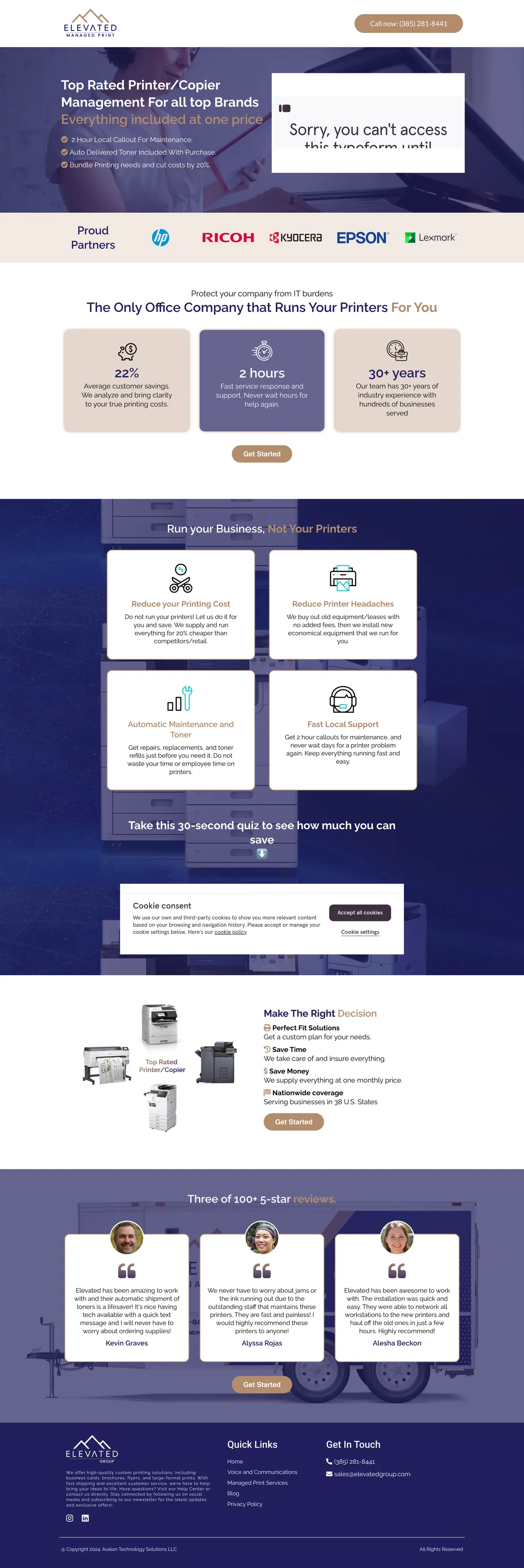 Elevated Managed Print complete original full-page screenshot