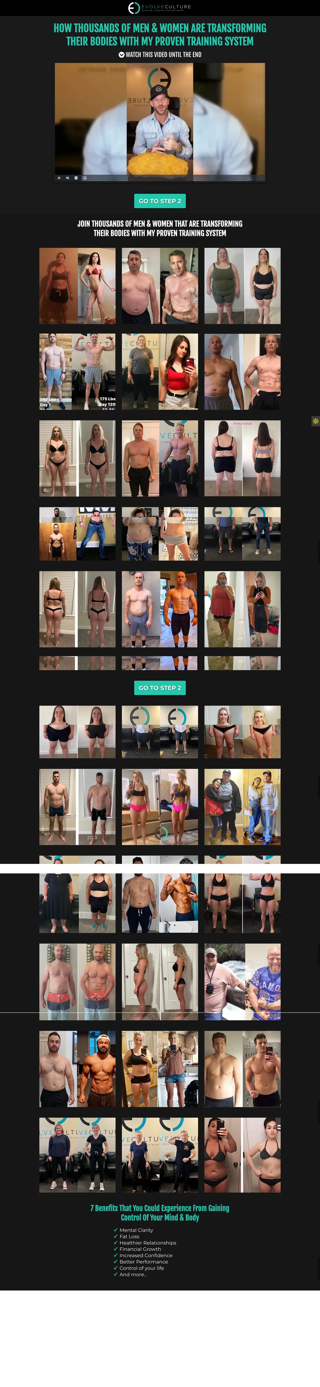 Original evolve culture nutrition full-page screenshot