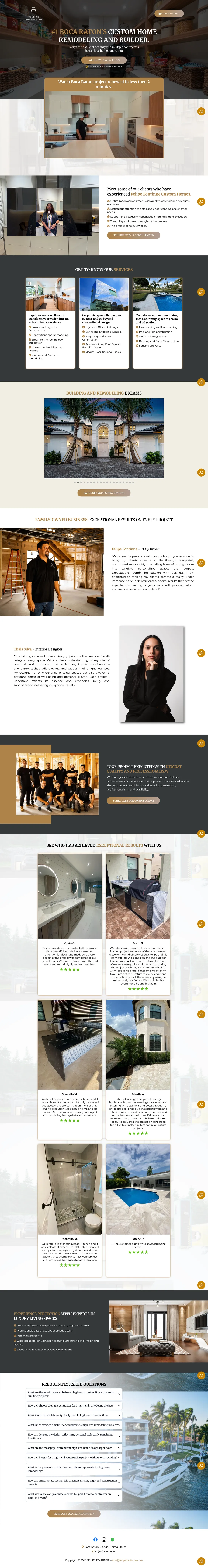 Fellipe Fontime Home Remodelling original portfolio website in an upright device frame for Florida project examples