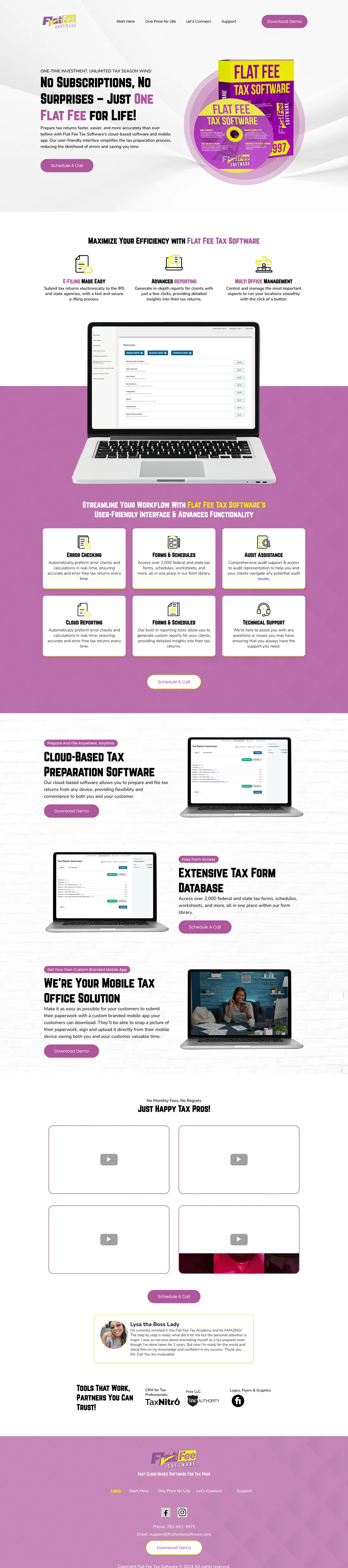 Flat Fee Tax original desktop page in an upright laptop frame