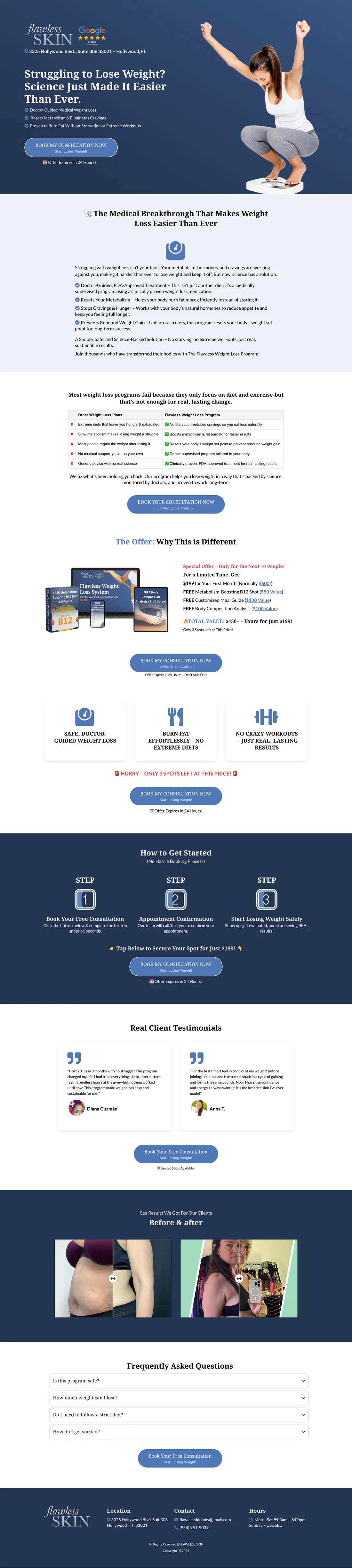 Flawless Skin Website original portfolio website in an upright device frame for Florida project examples