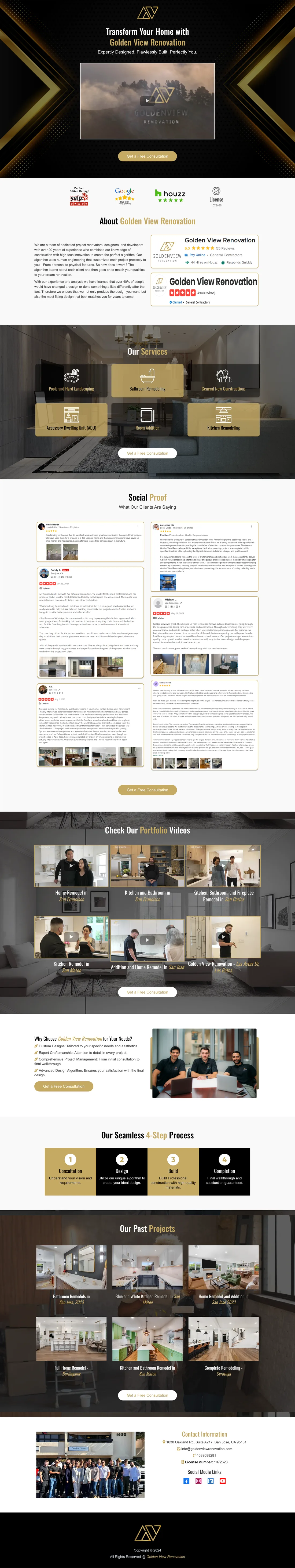Golden View Home Renovation Website original home-renovation consultation landing page screenshot