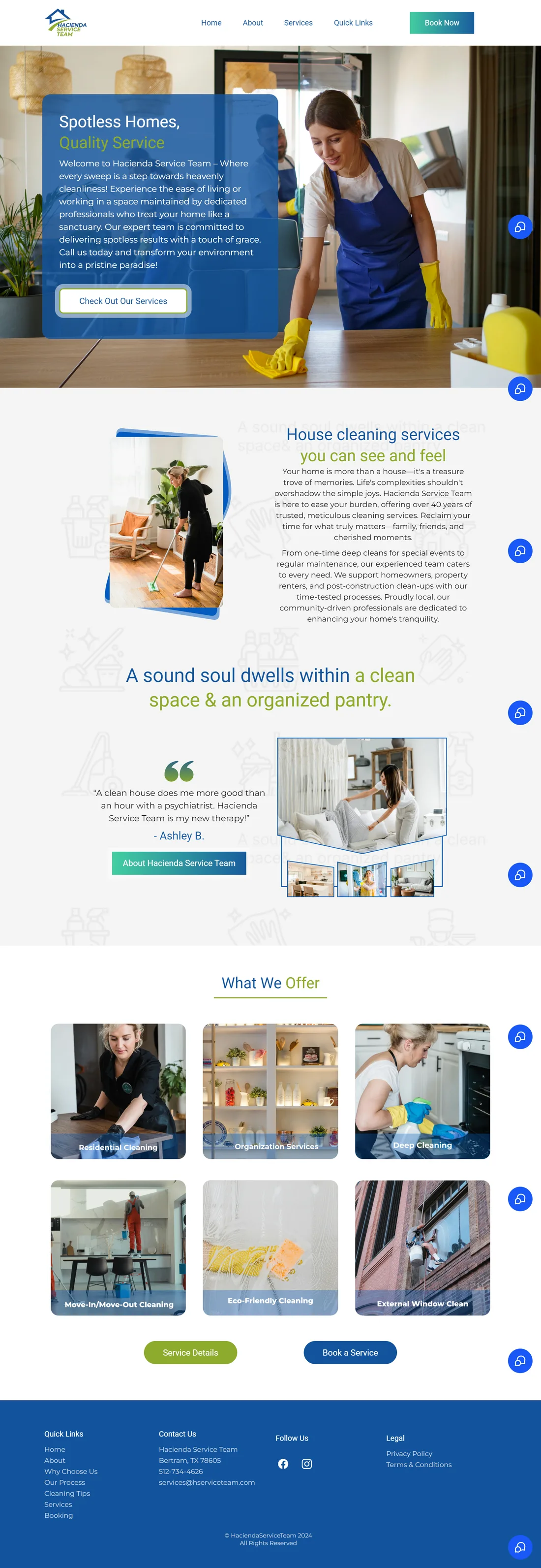 Hacienda Cleaning Service original cleaning-service business website screenshot