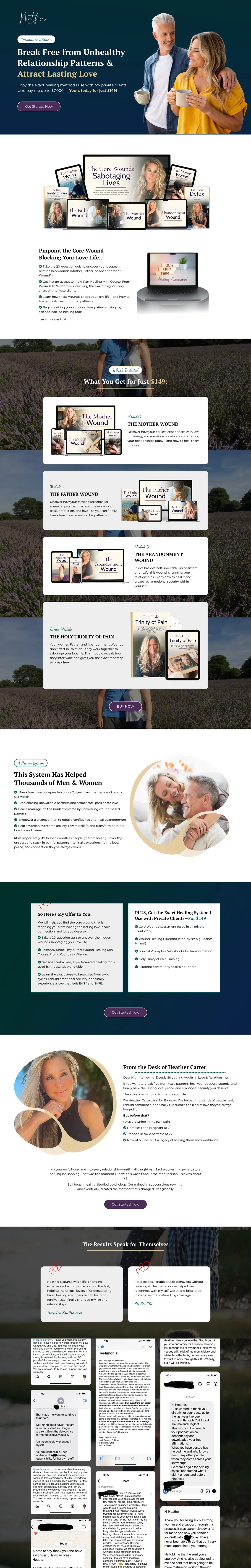Heather Carther Funnel original paid relationship-coaching bundle sales funnel screenshot