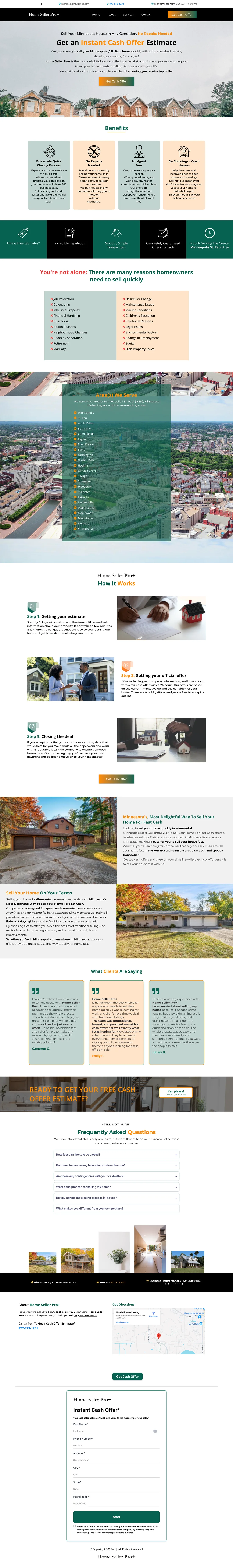 Home Seller Pro + Website original homeowner cash-offer enquiry website screenshot