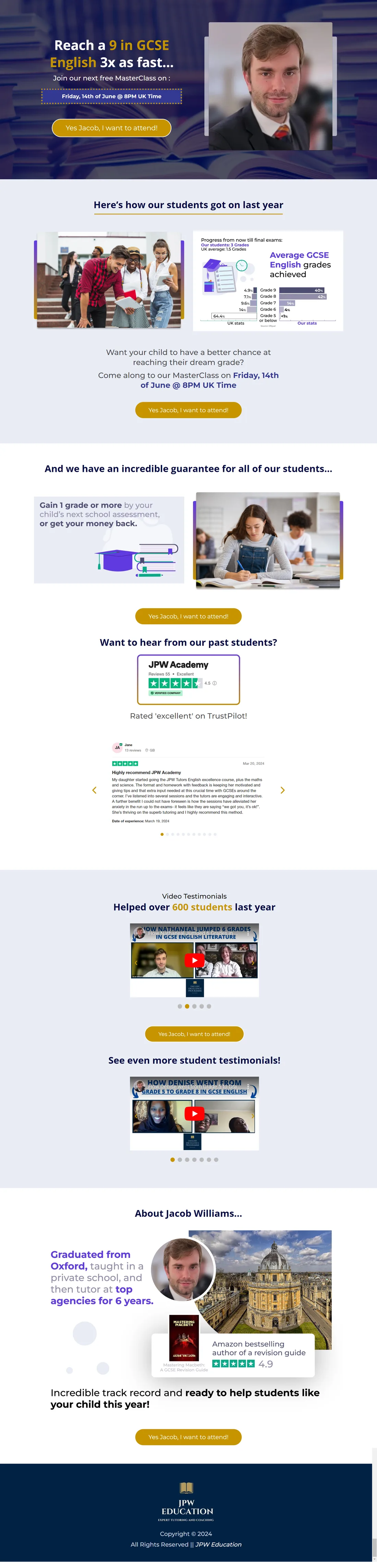 Original JPW Tutors full-page screenshot