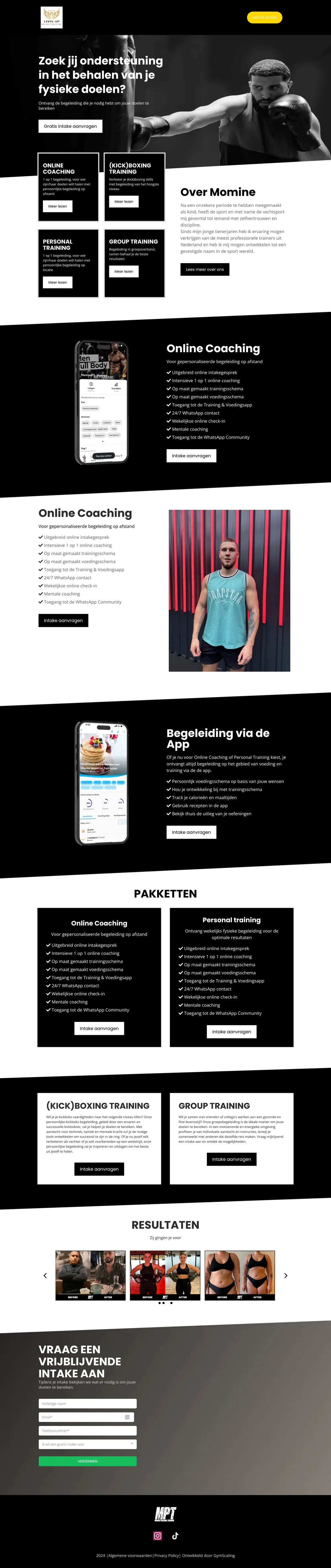 Original Level Up Fitness Coaching Website full-page screenshot