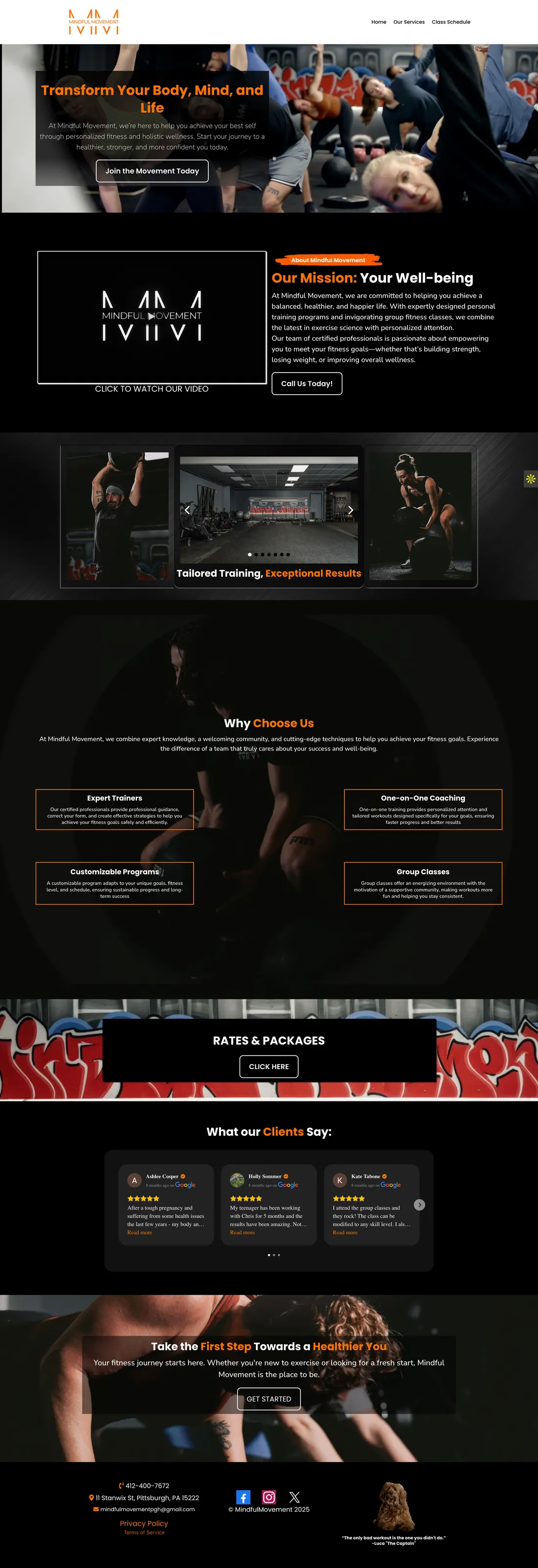 Original Mindful Movement Website full-page screenshot
