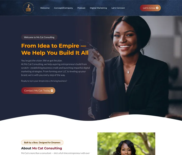 Ms Cat Consulting Website and funnel screenshot