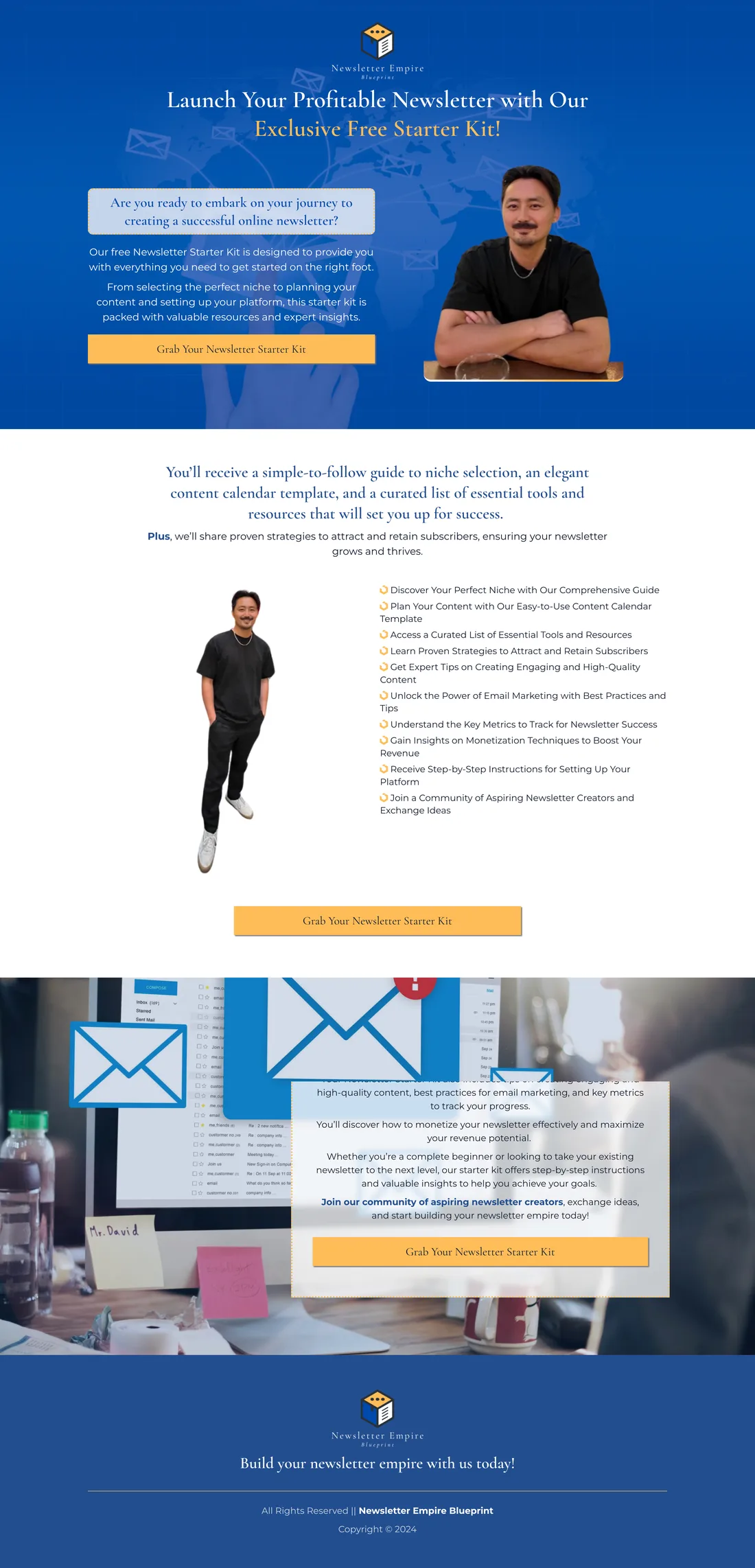 Newsletter Empire Blue Print Funnel original free starter kit lead magnet funnel screenshot