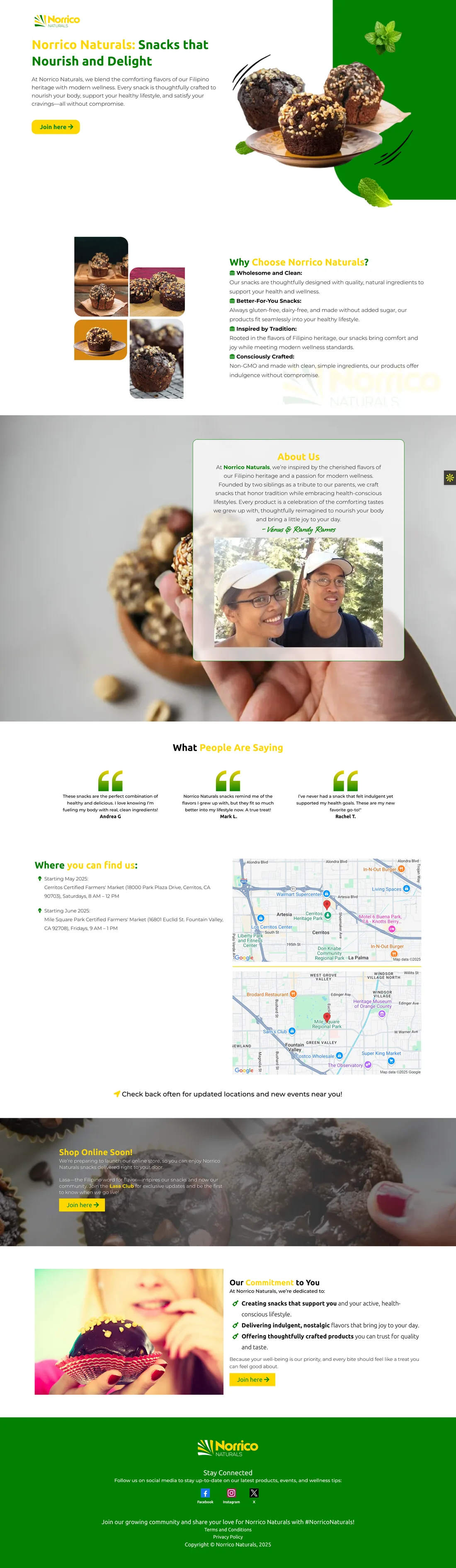 Norrico Naturals original food brand and community website screenshot