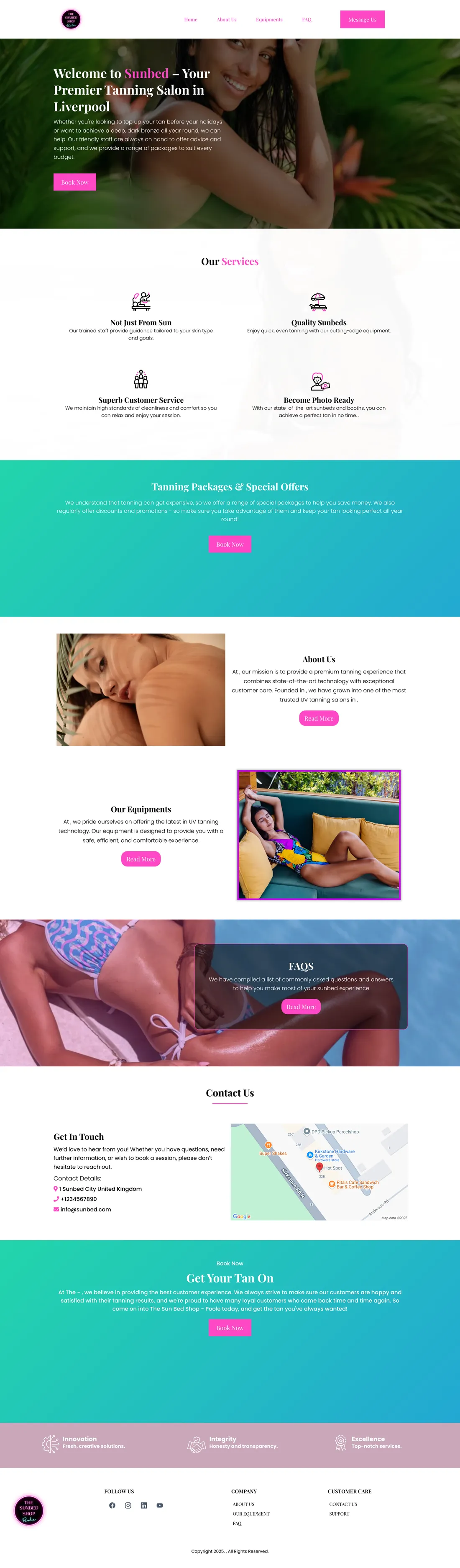 Sunbed Tanning Website screenshot
