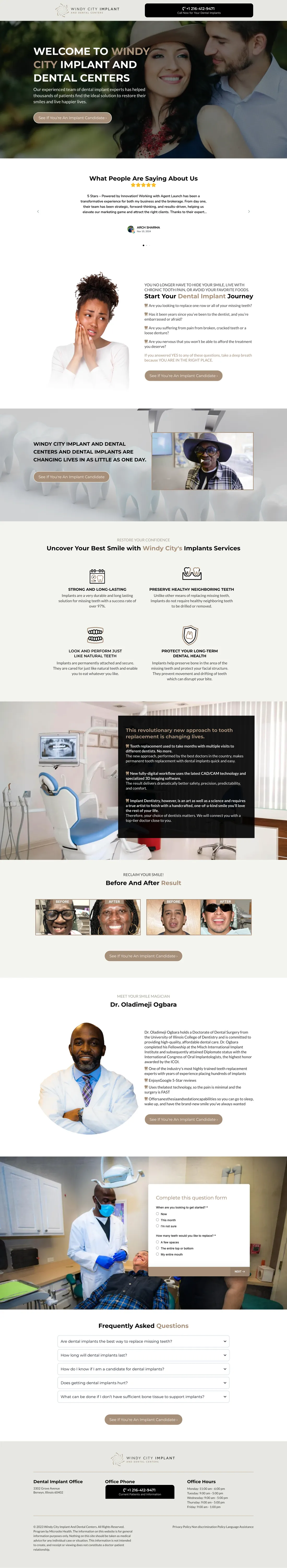 Complete original Windy City Implant Dental Services portfolio page with a documented Illinois connection