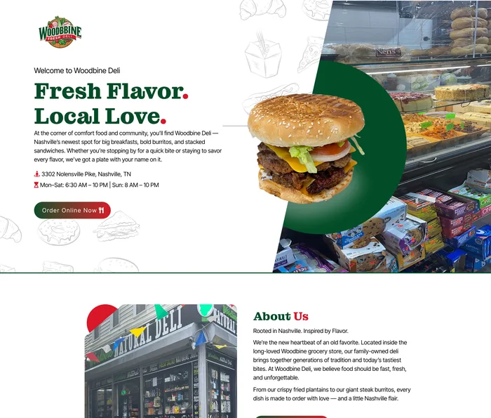 Woodbine Deli Food Website screenshot