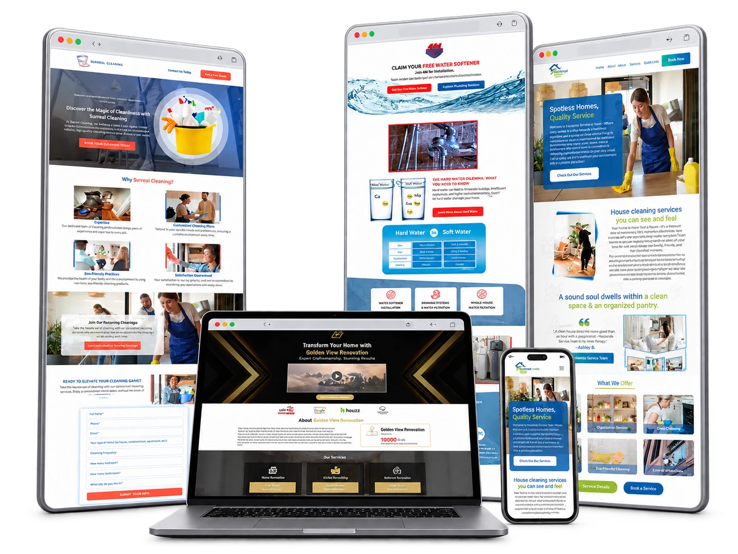 For Home Services original portfolio projects in a static device mockup bundle