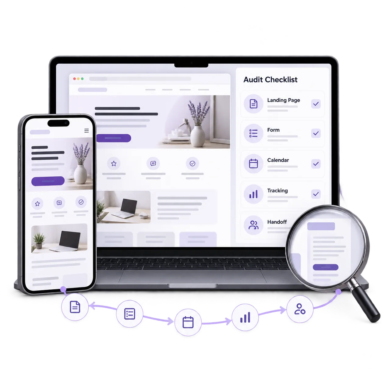 Illustrative funnel conversion review system concept