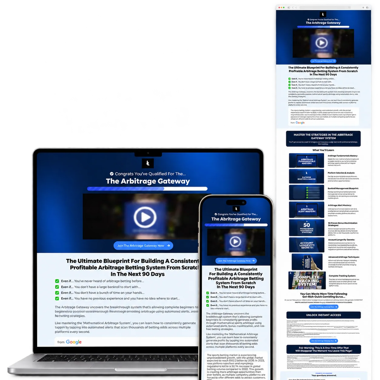 Income Lab VSL portfolio mockup with desktop laptop, responsive mobile and full-page preview